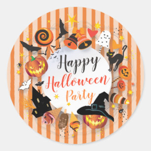 Halloween-feestpersonages Trendy ontwerp op maat Ronde Sticker