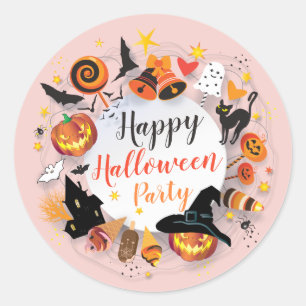Halloween-feestpersonages Trendy ontwerp op maat Ronde Sticker