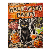 Halloween-feestposter met zwarte kat