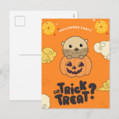 Halloween-feesttruc of -behandeling Otter Pompfees Feestdagenkaart (Voorkant / Achterkant)