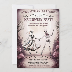 Halloween-feestuitnodiging – Dansende skeletten Kaart