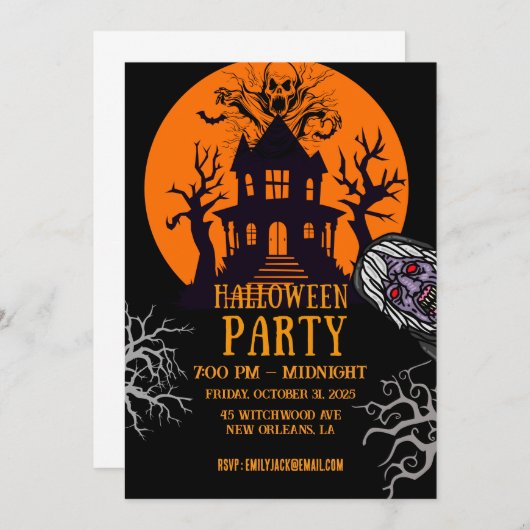 HALLOWEEN-FEESTUITNODIGING - DOE MEE ALS JE DURFT KAART (Voorkant / Achterkant)