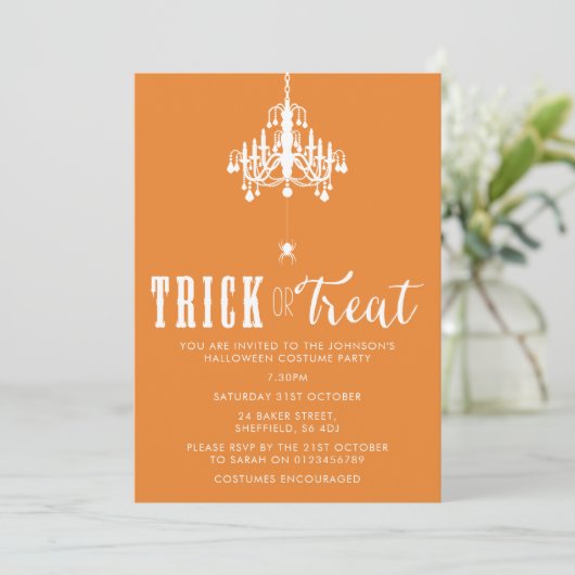 Halloween-feestuitnodiging - elegante uitnodiging (Staand voorkant)