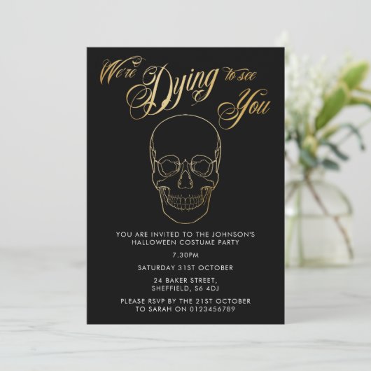 Halloween-feestuitnodiging - elegante uitnodiging (Staand voorkant)