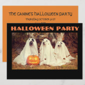 HALLOWEEN FEESTUITNODIGING, HONDEN ALS GEESTEN KAART (Voorkant / Achterkant)