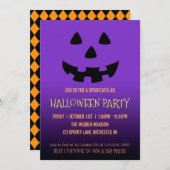 Halloween-feestuitnodiging Jack O' lantaarn gezich Kaart (Voorkant / Achterkant)