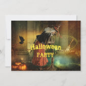 Halloween-feestuitnodiging met  heks kaart (Voorkant)