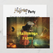 Halloween-feestuitnodiging met heks kaart (Voorkant / Achterkant)