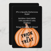 Halloween-feestuitnodiging met pompoen en geest kaart (Voorkant / Achterkant)