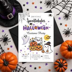 Halloween-feestuitnodiging met schedels en geesten kaart
