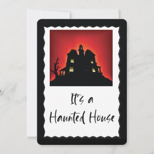 Halloween-feestuitnodiging met spookhuis kaart