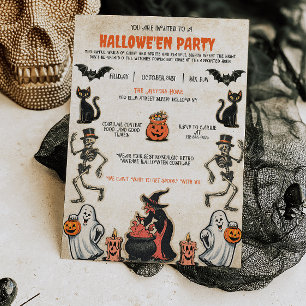 Halloween-feestuitnodiging nostalgisch Kaart