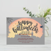 Halloween feestuitnodiging pompoen en donkere nach kaart (Staand voorkant)