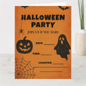 Halloween-feestuitnodiging | Spooky pictogrammen Bedankkaart (Voorkant)