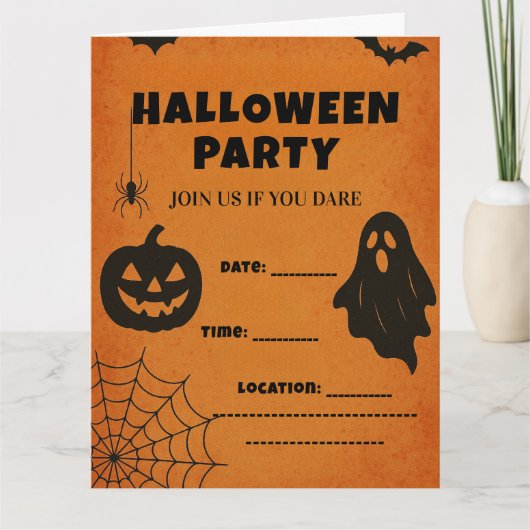  Halloween-feestuitnodiging | Spooky pictogrammen Bedankkaart (Voorkant)