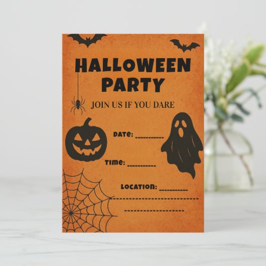  Halloween-feestuitnodiging | Spooky pictogrammen Feestdagenkaart (Staand voorkant)