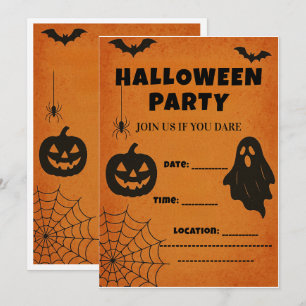 Halloween-feestuitnodiging Spooky pictogrammen Kaart
