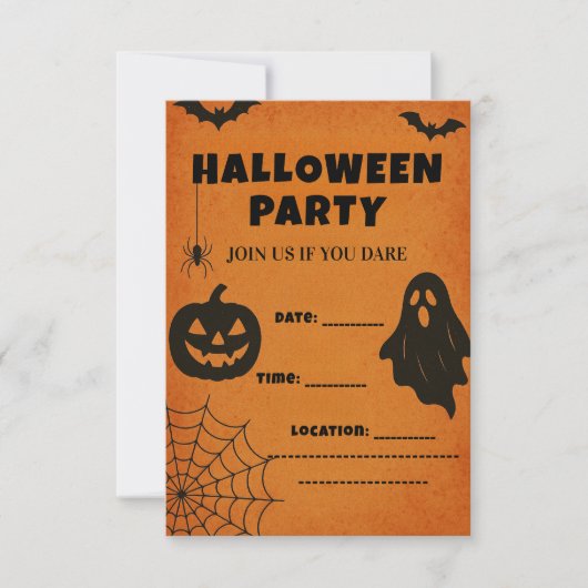 Halloween-feestuitnodiging | Spooky pictogrammen Kaart (Voorkant)