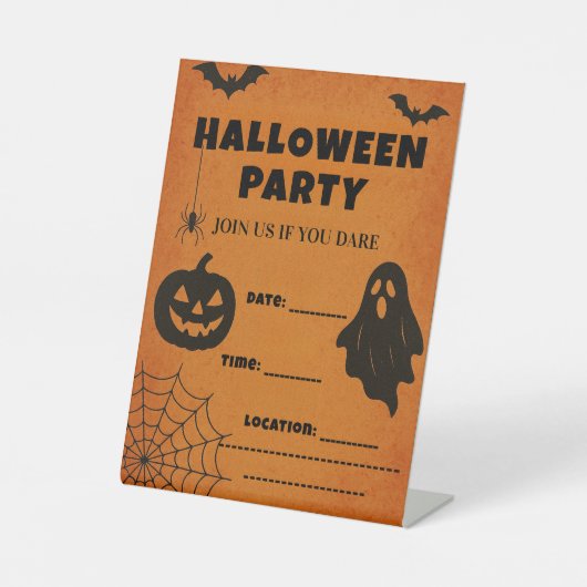  Halloween-feestuitnodiging | Spooky pictogrammen Reclamebord Met Voetstuk (Voorkant)