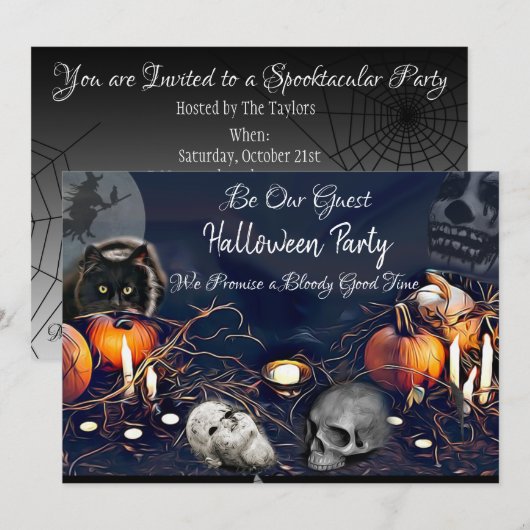 Halloween-feestuitnodigingen Spooky Be Our Guest Kaart (Voorkant / Achterkant)