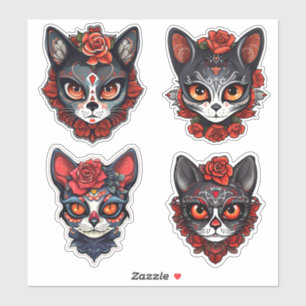 Halloween Feline Sugar Skull Collectie Sticker