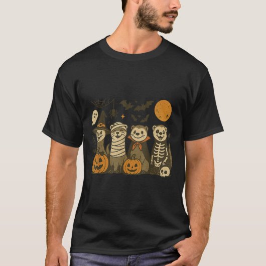 Halloween Ferret Costumes Ghost Witch Mummy Men Wo T-shirt (Voorkant)