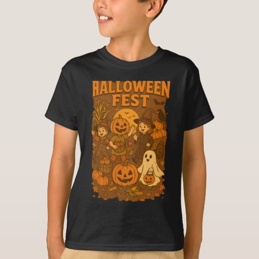 Halloween Fest Herfst Herfsten Retro Unisex Kledin T-shirt (Voorkant)