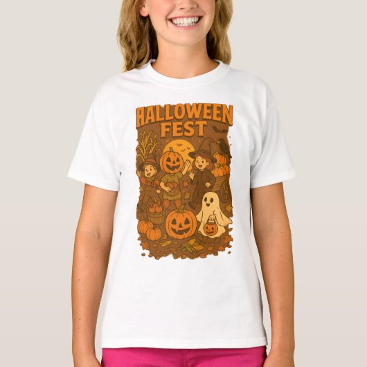 Halloween Fest Herfst Herfsten Retro Unisex Kledin T-shirt (Voorkant)