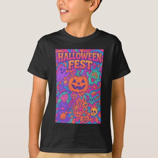 Halloween Fest Kleurrijke Retro Mannelijk Vrouw Un T-shirt (Voorkant)
