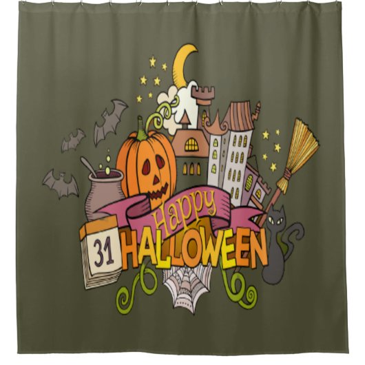Halloween Festival Douchegordijn (Voorkant)