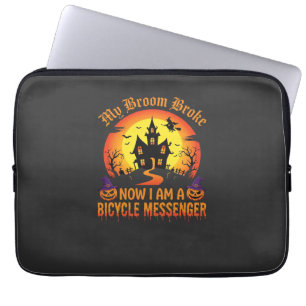 Halloween Fiets Boodschappen Heks Bezem Gebroken D Laptop Sleeve