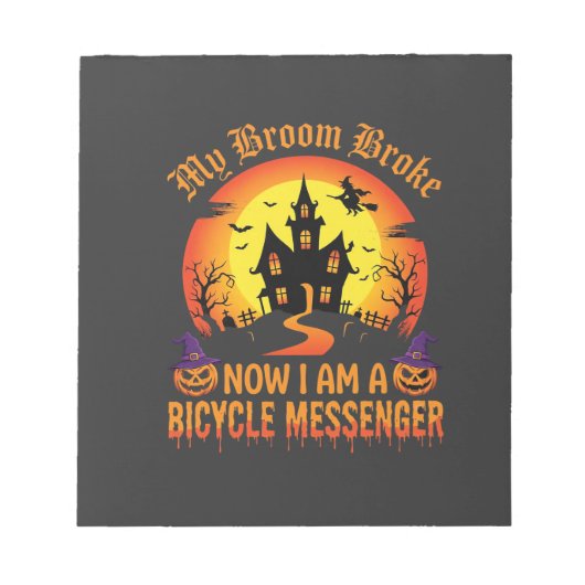 Halloween Fiets Boodschappenheks Bezem Gebroken De Notitieblok (Voorkant)