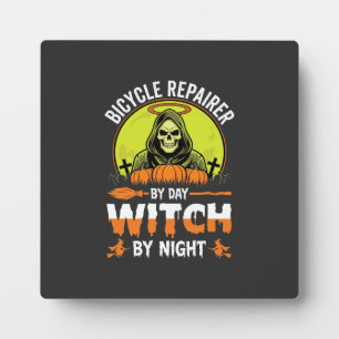 Halloween Fietshersteller Overdag Heks 's Nachts Fotoplaat