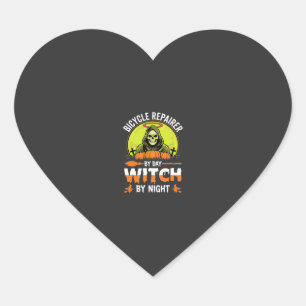 Halloween Fietshersteller Overdag Heks 's Nachts Hart Sticker