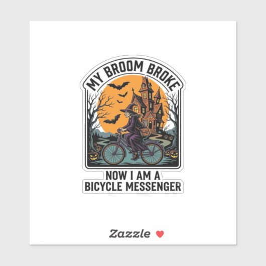Halloween Fietspostbode Grappige Heks Bezemsloeg Sticker (Vel)
