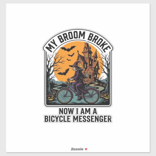Halloween Fietspostbode Grappige Heksenbezem Gebro Sticker (Vel)