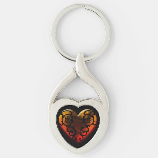 Halloween Filigree Gothic Heart Keychain (Voorkant)