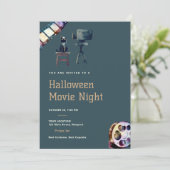 Halloween Film Night Black Cat Projector Fun Dark Kaart (Staand voorkant)