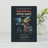 Halloween Film Night Gremlin Zwart Kat Zwart Chic Kaart (Staand voorkant)