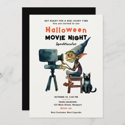 Halloween Film Night Spooktacular Gremlin Kat Kaart (Voorkant / Achterkant)