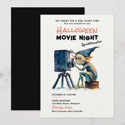 Halloween Film Night Spooktacular Groene Gremlin Kaart (Voorkant / Achterkant)
