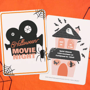 Halloween Film Night Spooky Schattig Kinder Kaart