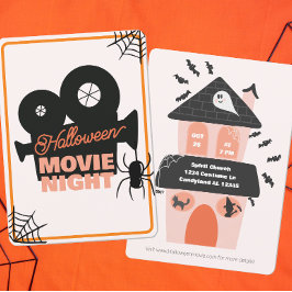 Halloween Film Night Spooky Schattig Kinder Kaart