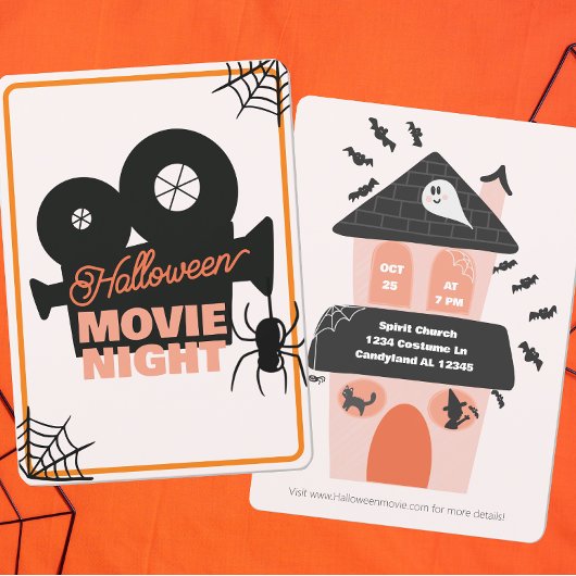 Halloween Film Night Spooky Schattig Kinder Kaart