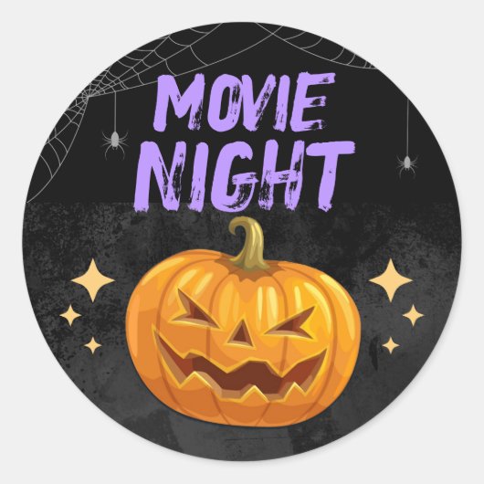 Halloween Filmavond Ronde Sticker (Voorkant)