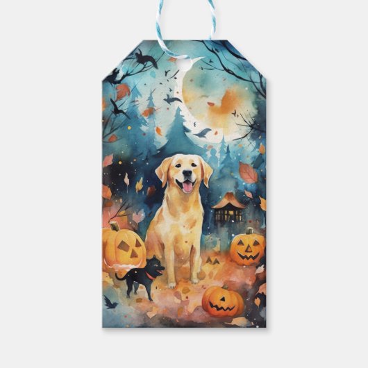 Halloween Fins lup met pompoenen eng Cadeaulabel (Voorkant)