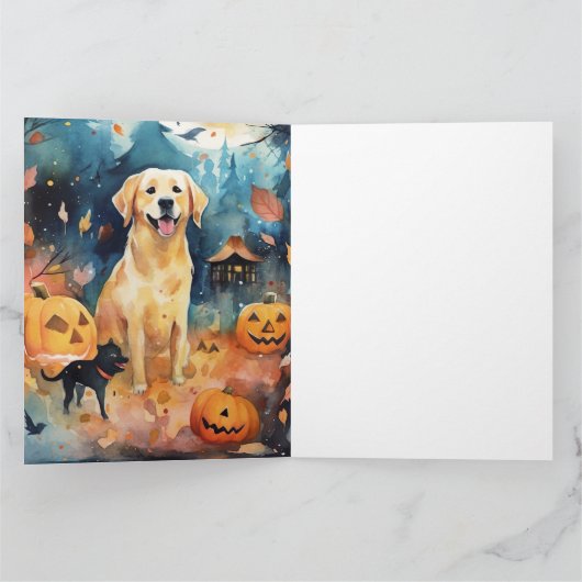 Halloween Fins lup met pompoenen eng Kaart (Binnen)