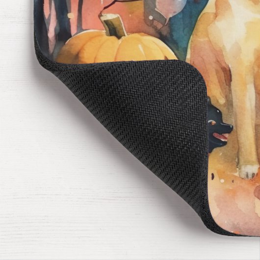 Halloween Fins lup met pompoenen eng Muismat (Hoek)