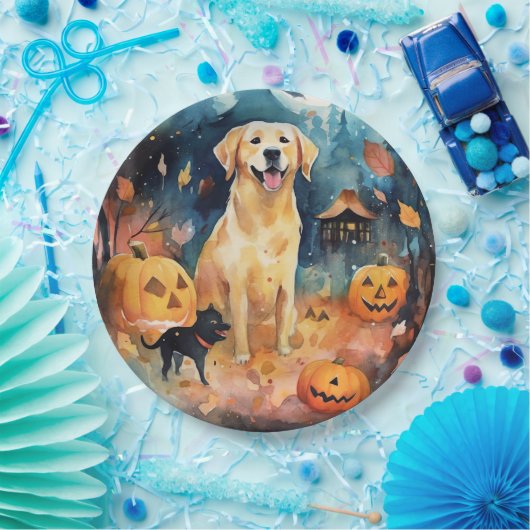 Halloween Fins lup met pompoenen eng Papieren Bordje (Feest)