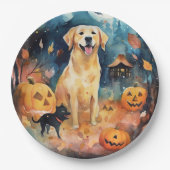 Halloween Fins lup met pompoenen eng Papieren Bordje (Voorkant)